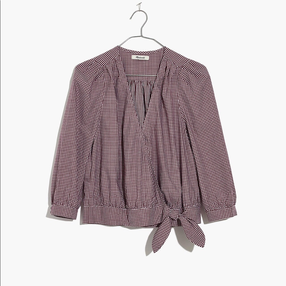 Madewell Wrap Top in Gingham Check - Picture 4 of 8